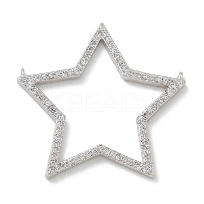 Rack Plating Brass Micro Pave Cubic Zirconia Connector Charms KK-G515-42P-01-1