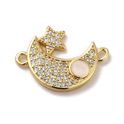 Eco-Friendly Rack Plating Brass Micro Pave Clear Cubic Zirconia Connector Charms KK-F853-28G-1