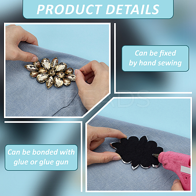 2Pcs Flower Glass Rhinestone Costume Accessories FIND-FG0004-81A-1