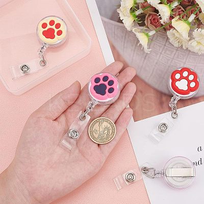 4 Pcs 4 Styles PVC Paw Badge Reel AJEW-CA0001-28A-1