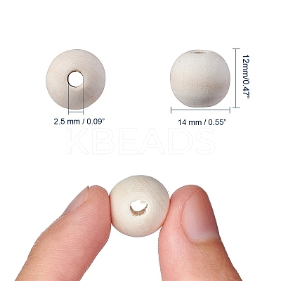 Natural Unfinished Wood Beads WOOD-S651-14mm-LF-1
