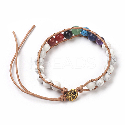 Natural Howlite Cord Beaded Bracelets BJEW-E351-02A-1