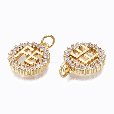 Brass Micro Pave Clear Cubic Zirconia Pendants ZIRC-N039-137-NF-1
