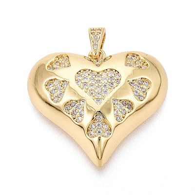 Brass Micro Pave Clear Cubic Zirconia Pendants KK-N268-97B-G-1