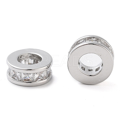 Brass Micro Pave Clear Cubic Zirconia Beads KK-U028-24P-1