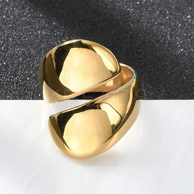 Ion Plating(IP) 304 Stainless Steel Plain Band Wrap Cuff Ring RJEW-L103-01-G-1