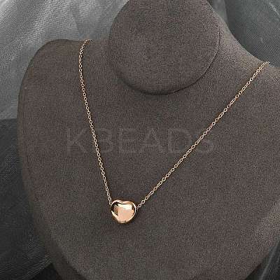 304 Stainless Steel Heart Pendant Cable Chain Necklaces for Women NJEW-Z055-03RG-1
