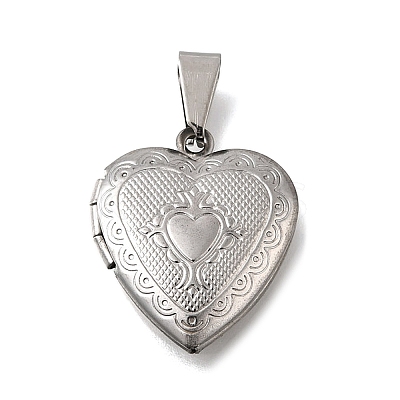 316 Stainless Steel Locket Pendants STAS-C123-02C-P-1