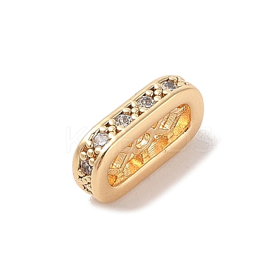 Rectangle Brass Micro Pave Clear Cubic Zirconia Charms KK-B100-053C-G-1