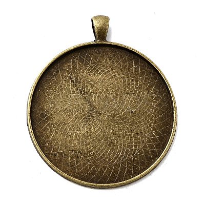 Tibetan Style Alloy Pendant Cabochon Settings TIBEP-R351-02AB-FF-1