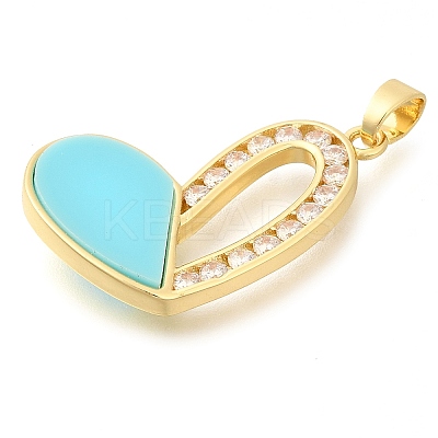 Brass Micro Pave Cubic Zirconia with Acrylic Pendants KK-S049-22G-1