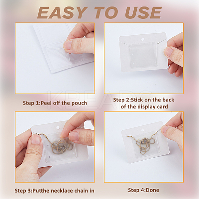 10 Pockets Frosted PVC Necklace Chain Adhesive Pouches CON-WH0088-89-1