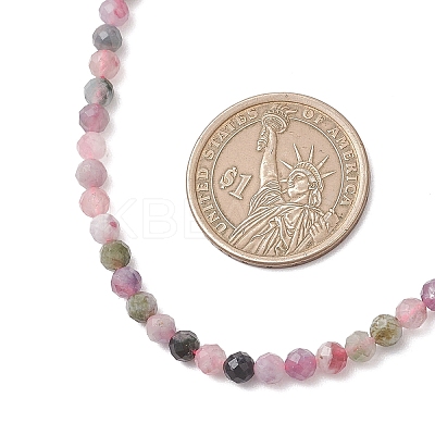 4.5MM Faceted Round Natural Multicolor Tourmaline Beaded Necklaces NJEW-JN05900-1