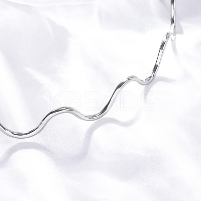 304 Stainless Steel Wave Shape Link Chain Necklaces for Women NJEW-S439-08P-1