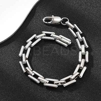 304 Stainless Steel Rectangle Link Chain Bracelets for Women Men BJEW-F488-30P-01-1