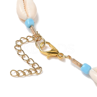 3Pcs 3 Colors Natural Cowrie Shell & Glass Seed Beaded Beaded Necklaces NJEW-JN05331-1
