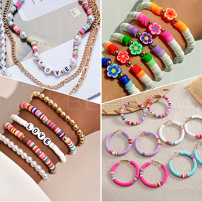 15Strands Handmade Polymer Clay Beads Strands CLAY-PA0001-07A-1