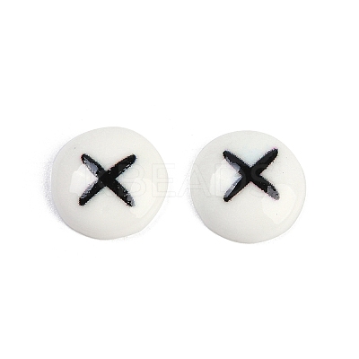 White and Black Flat Round Cartoon Resin Cabochons LS-CRES-Q009-01I-1