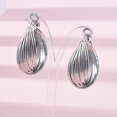 Brass Twist Hoop Earrings EJEW-R025-30P-1