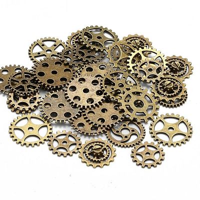 Metal Alloy Steampunk Gear Charms Connectors Cog Pendants TIBEP-X0021-01AB-FF-1