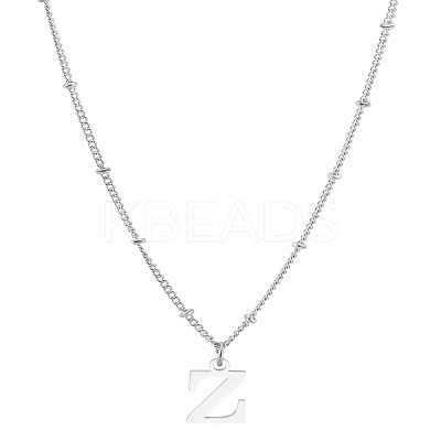 1Pc Brass Chain & 304 Stainless Steel Letter Pendant Necklaces NJEW-LP0001-35Z-P-1