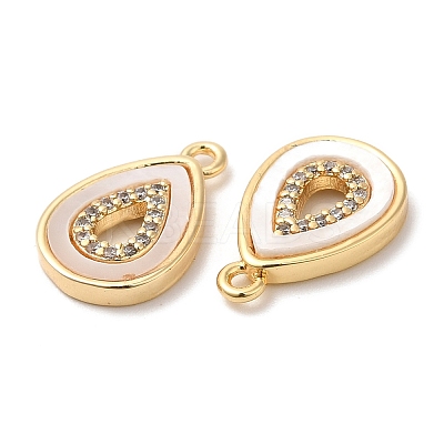 Brass Micro Pave Cubic Zirconia Charms KK-B074-17G-1