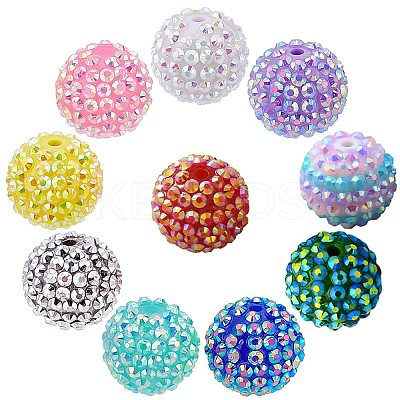 40Pcs 10 Style Resin Rhinestone Beads RESI-SC0002-31-1