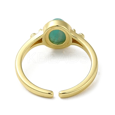 Natural Mixed Gemstone Oval Open Cuff Rings RJEW-M155-07G-1