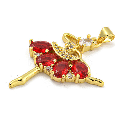 Rack Plating Brass Micro Pave Cubic Zirconia Pendants KK-G513-94G-01-1