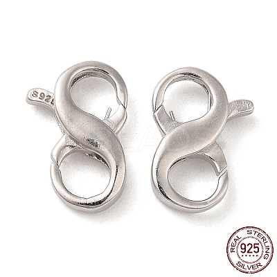 Rhodium Plated 925 Sterling Silver Double Opening Lobster Claw Clasps LS-STER-Q187-01B-P-1