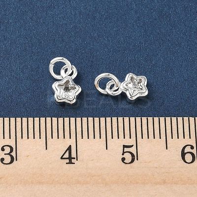 Brass Micro Pave Clear Cubic Zirconia Charms KK-P355-13S-1