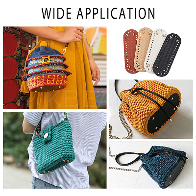 4Pcs 4 Colors Oval Imitation Leather Crochet Bag Bottom PURS-WR0001-03-1