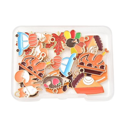 16Pcs 8 Styles Thanksgiving Day Alloy Enamel Pendants ENAM-FP0001-69-1