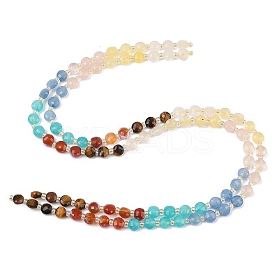 Natural Agate(Dyed & Heated) & Dyed White Jade & Tiger Eye Beads Strands G-Z135-B09-1