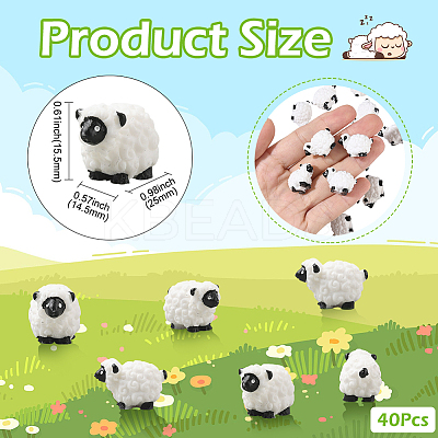 40Pcs Resin Sheep Miniature Ornaments AJEW-SP0003-30-1