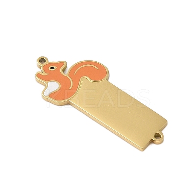 304 Stainless Steel Dark Orange Enamel Connector Charms STAS-P377-12G-1