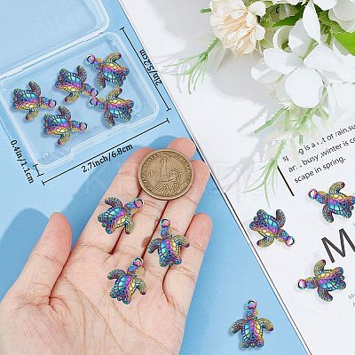 14Pcs Ion Plating(IP) 201 Stainless Steel Pendants STAS-CN0001-36-1