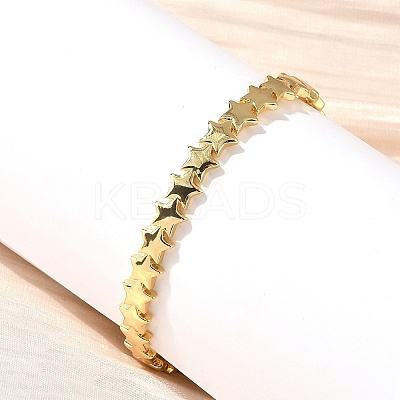 Star Brass Cuff Bangles for Women BJEW-C144-01A-G-1