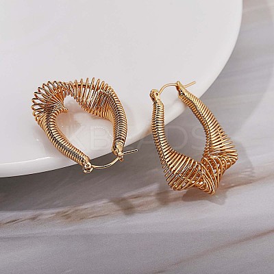 Brass Wire Wrapped Chunky Hoop Earrings for Women JE914A-1
