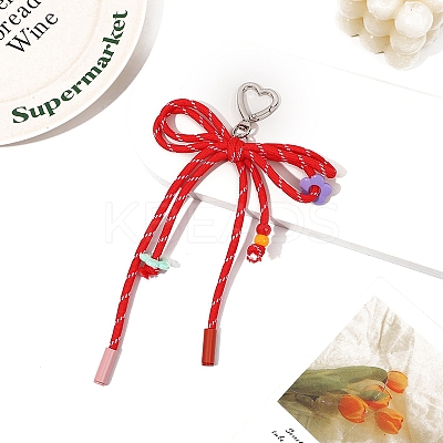 Polyester Braided Rope Bowknot Hanging Ornaments PW-WG70E10-07-1