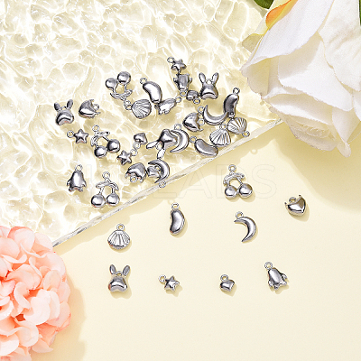 36Pcs 9 Styles 304 Stainless Steel Mixed Shapes Charms STAS-YW0002-79-1