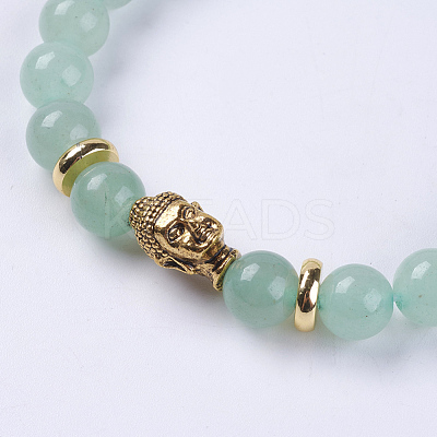 Natural Green Aventurine Beads Stretch Bracelets BJEW-E325-D31-1