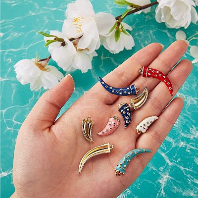 24Pcs 12 Style Rack Plating Alloy Enamel Pendants ENAM-SZ0002-47-1