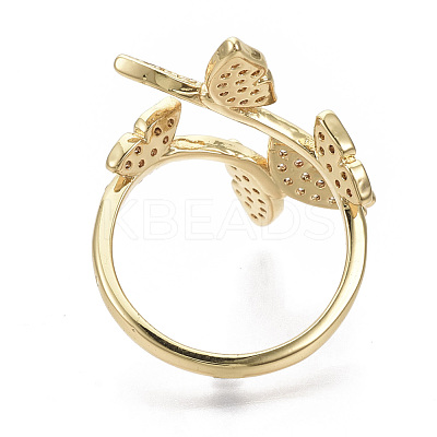 Brass Micro Pave Cubic Zirconia Cuff Rings RJEW-S044-074-NF-1
