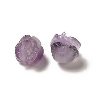 Natural Amethyst Carved Flower Scattered Beads G-O156-B-37-1
