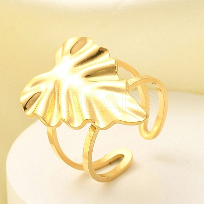 304 Stainless Steel Open Cuff Ring for Women RJEW-B109-03G-01-1