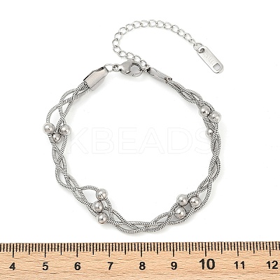 304 Stainless Steel Satellite Chains Bracelets BJEW-Z106-01P-1