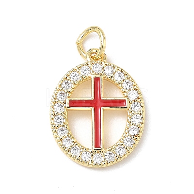 Brass Micro Pave Clear Cubic Zirconia & Enamel Pendants KK-L253-12G-1