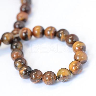 Grade AB Natural Tiger Eye Round Bead Strands G-E334-12mm-17-1