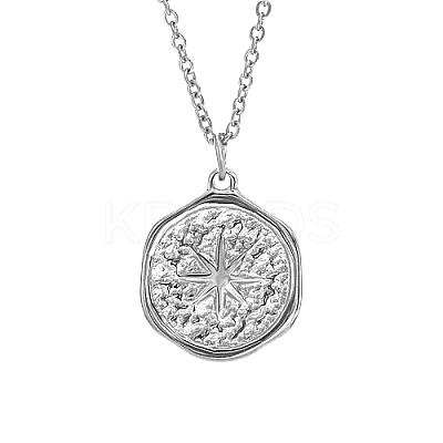 Non-Tarnish Star 304 Stainless Steel Pendant Necklace with Cable Chains UG2182-2-1